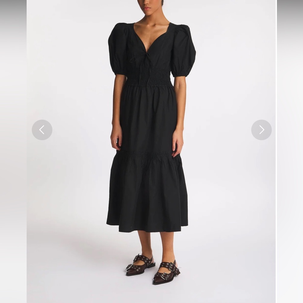 NWT Ganni black smock poplin dress sz32